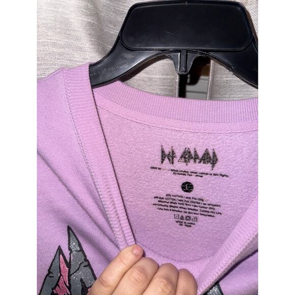 Def Leppard oversized purple crewneck sweater size large - Picture 4 of 4